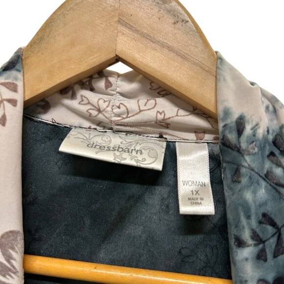 Dressbarn Attached Tank Cardigan Blue Burnout Floral Stretch Top Size 1X - Picture 4 of 5